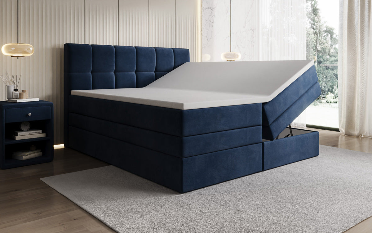 Boxspringbed Windsor met opbergruimte in Fluweel