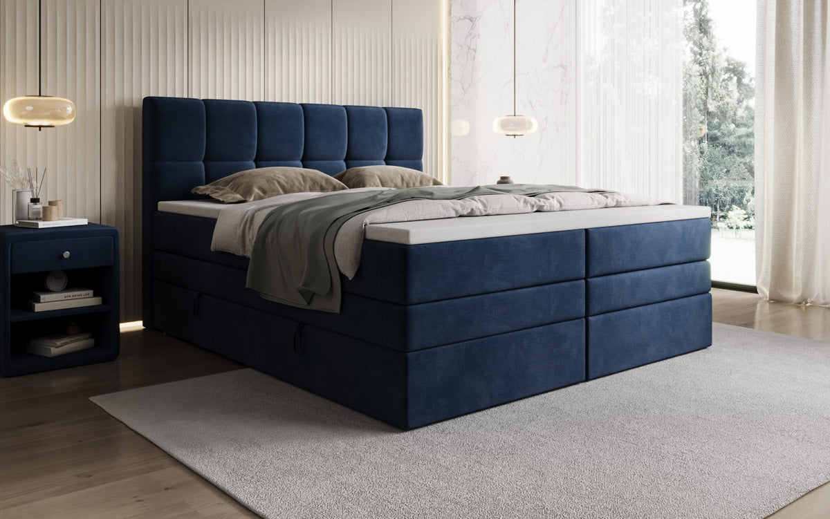 Boxspringbed Windsor met opbergruimte in Fluweel