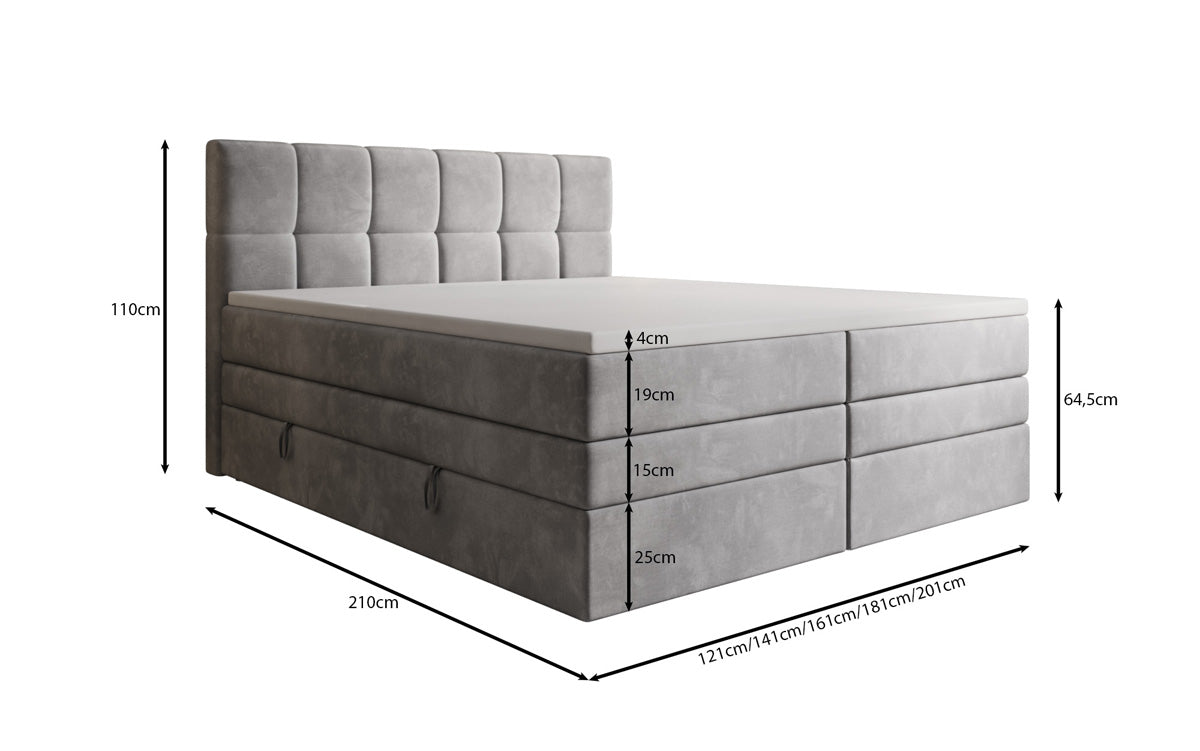 Boxspringbed Windsor met opbergruimte in Fluweel