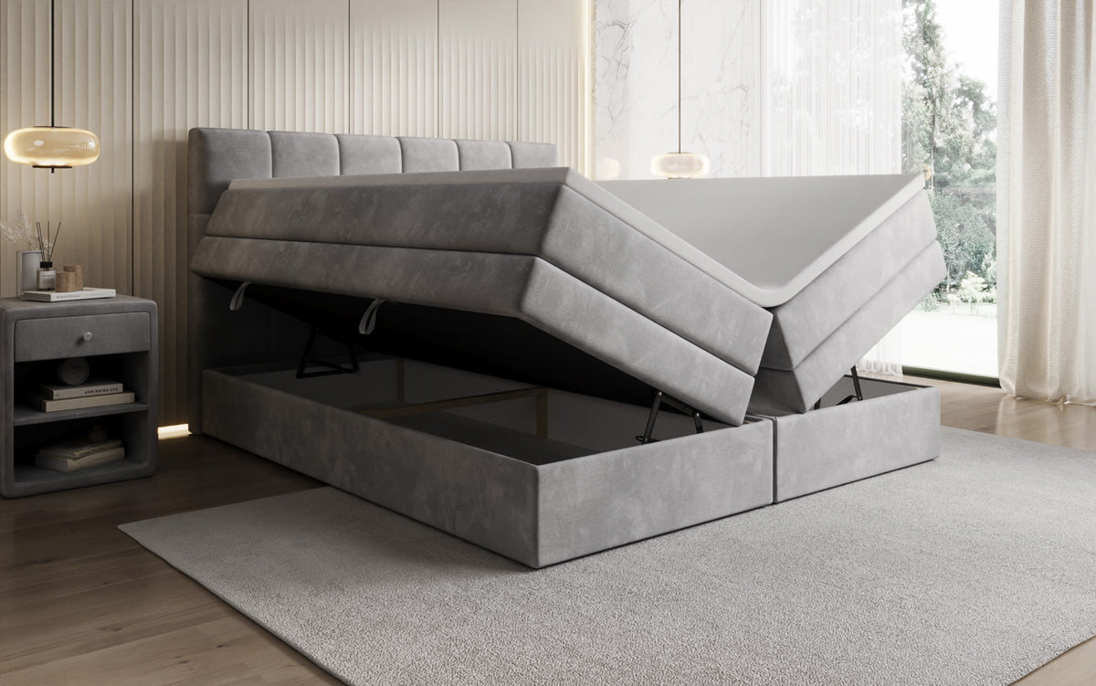 Boxspringbed Windsor met opbergruimte in Fluweel