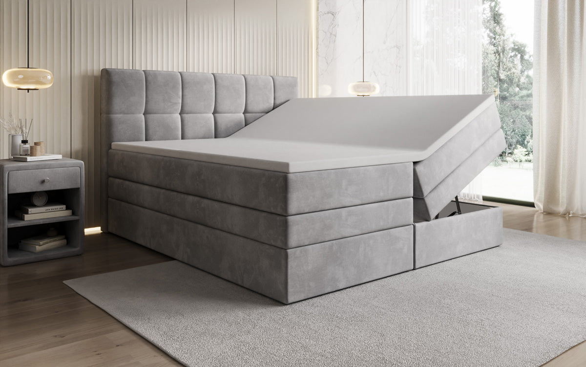 Boxspringbed Windsor met opbergruimte in Fluweel