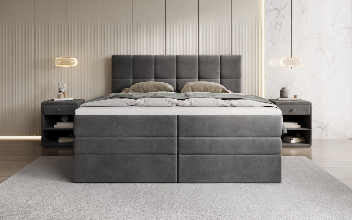 Boxspringbed Windsor met opbergruimte in Fluweel