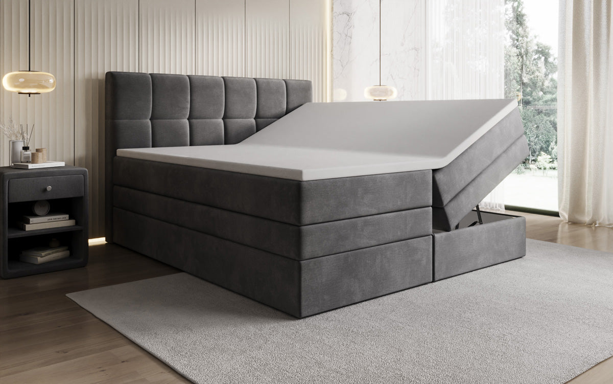 Boxspringbed Windsor met opbergruimte in Fluweel