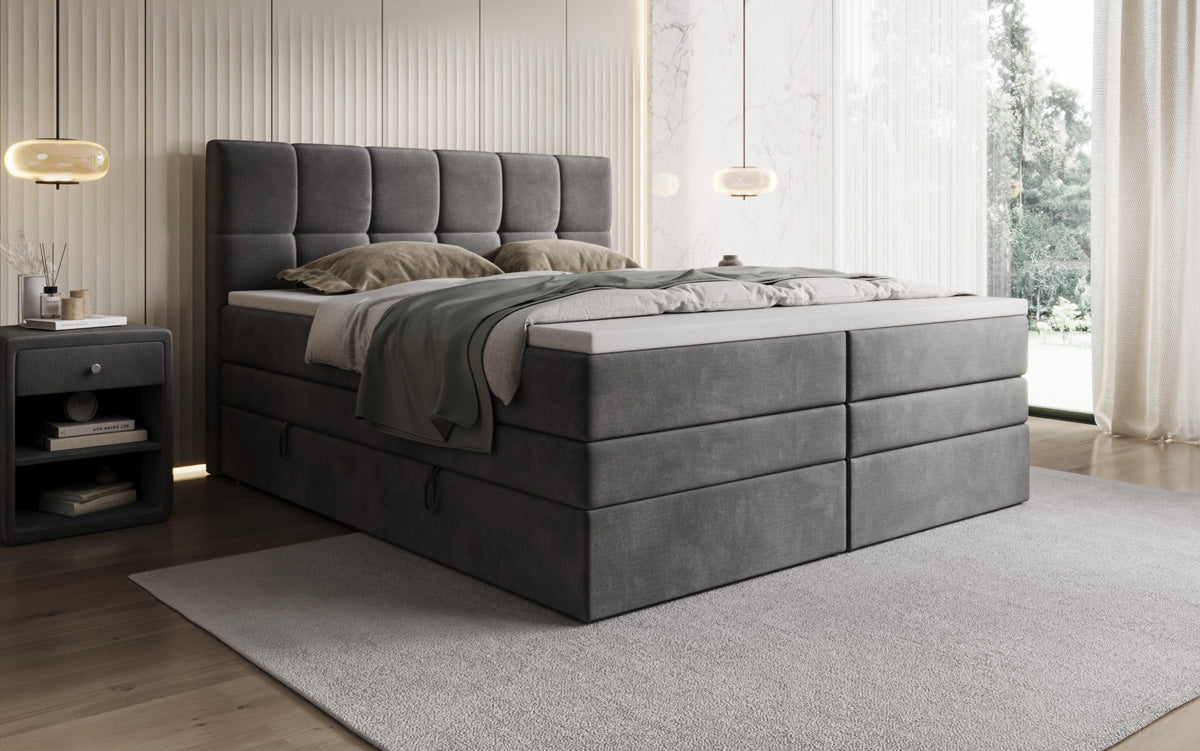 Boxspringbed Windsor met opbergruimte in Fluweel