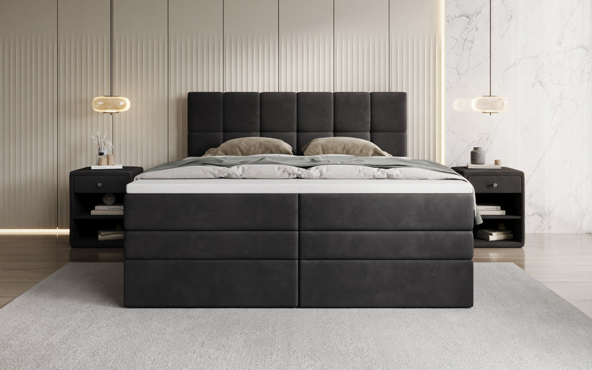 Boxspringbed Windsor met opbergruimte in Fluweel