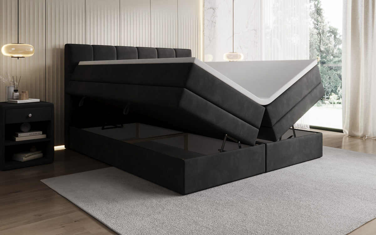 Boxspringbed Windsor met opbergruimte in Fluweel