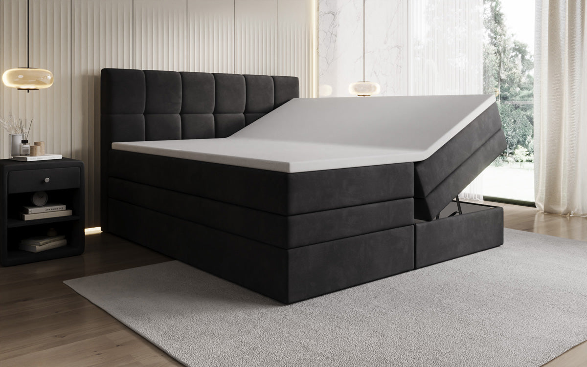 Boxspringbed Windsor met opbergruimte in Fluweel
