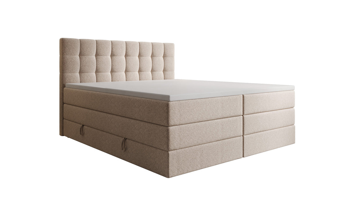 Boxspringbed Grandé in structuurstof met opbergruimte