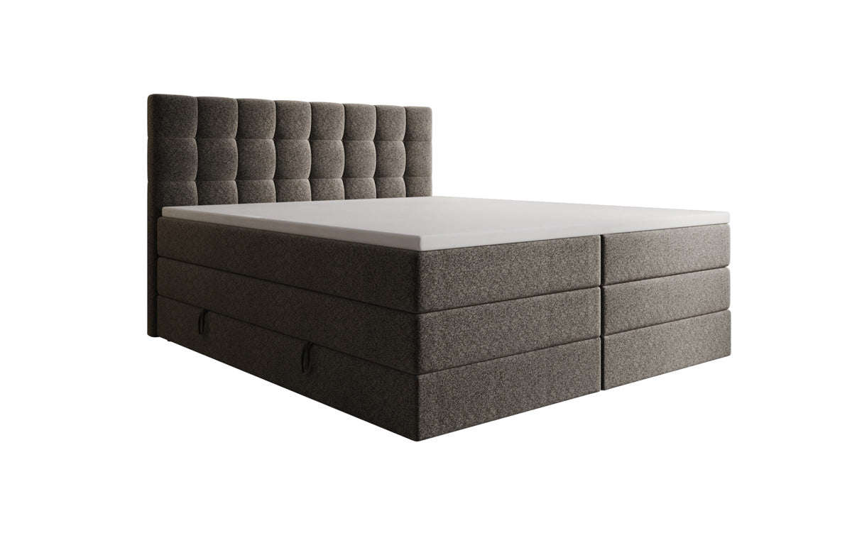 Boxspringbed Grandé in structuurstof met opbergruimte