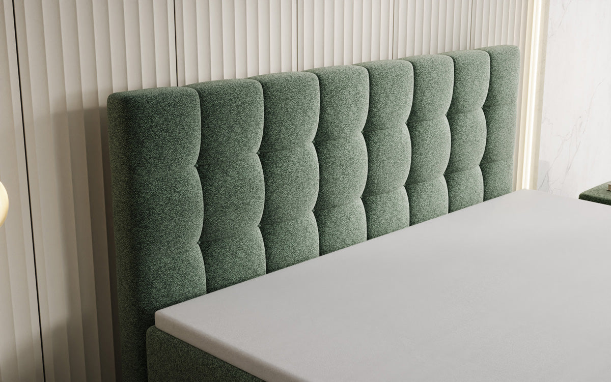 Boxspringbed Grandé in structuurstof met opbergruimte