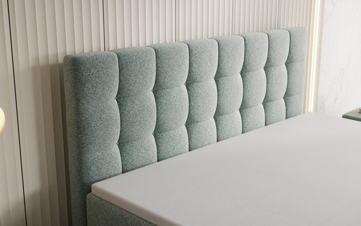 Boxspringbed Grandé in structuurstof met opbergruimte