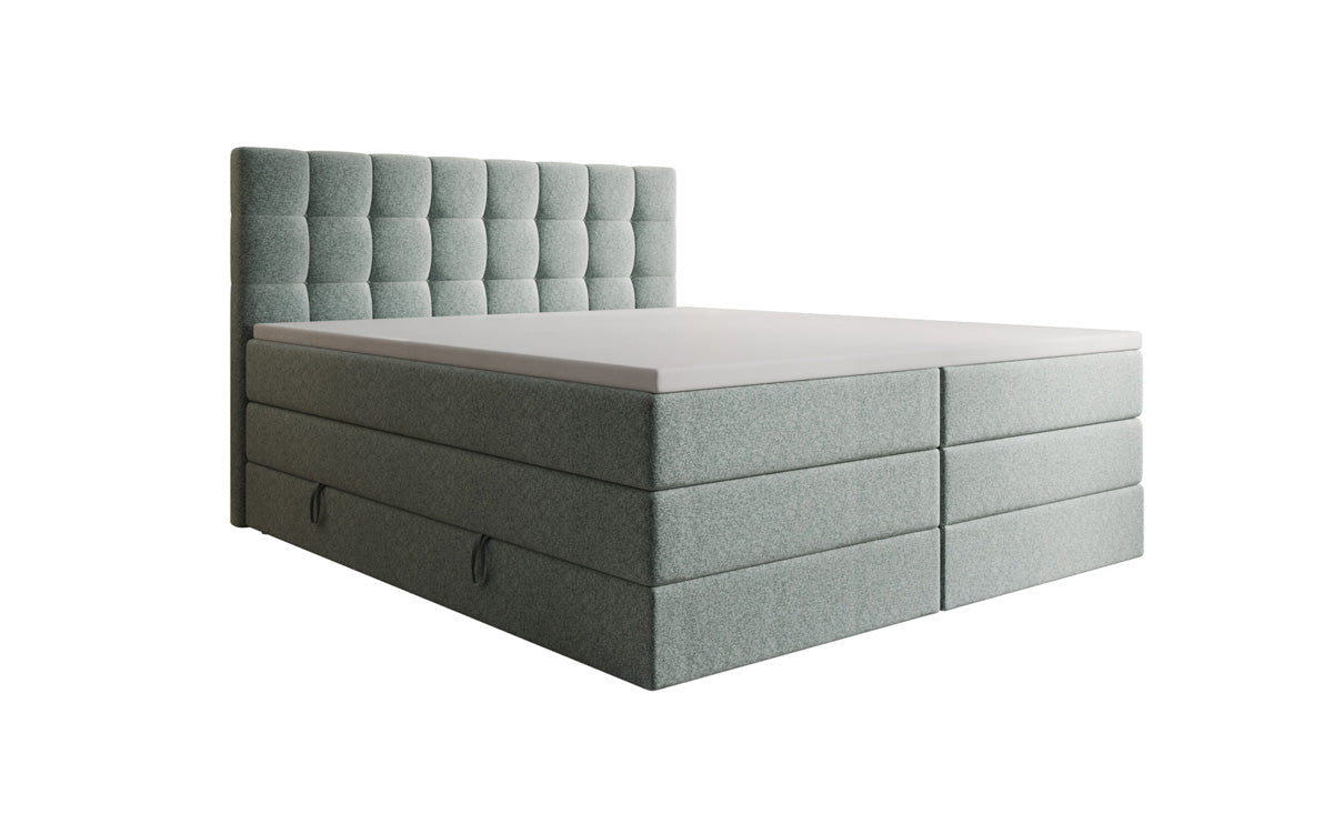 Boxspringbed Grandé in structuurstof met opbergruimte