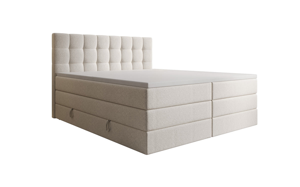 Boxspringbed Grandé in structuurstof met opbergruimte