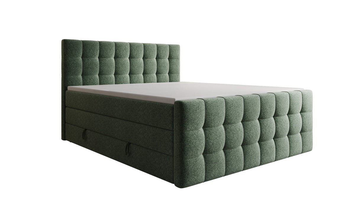 Boxspringbed Ascot in structuurstof met opbergruimte