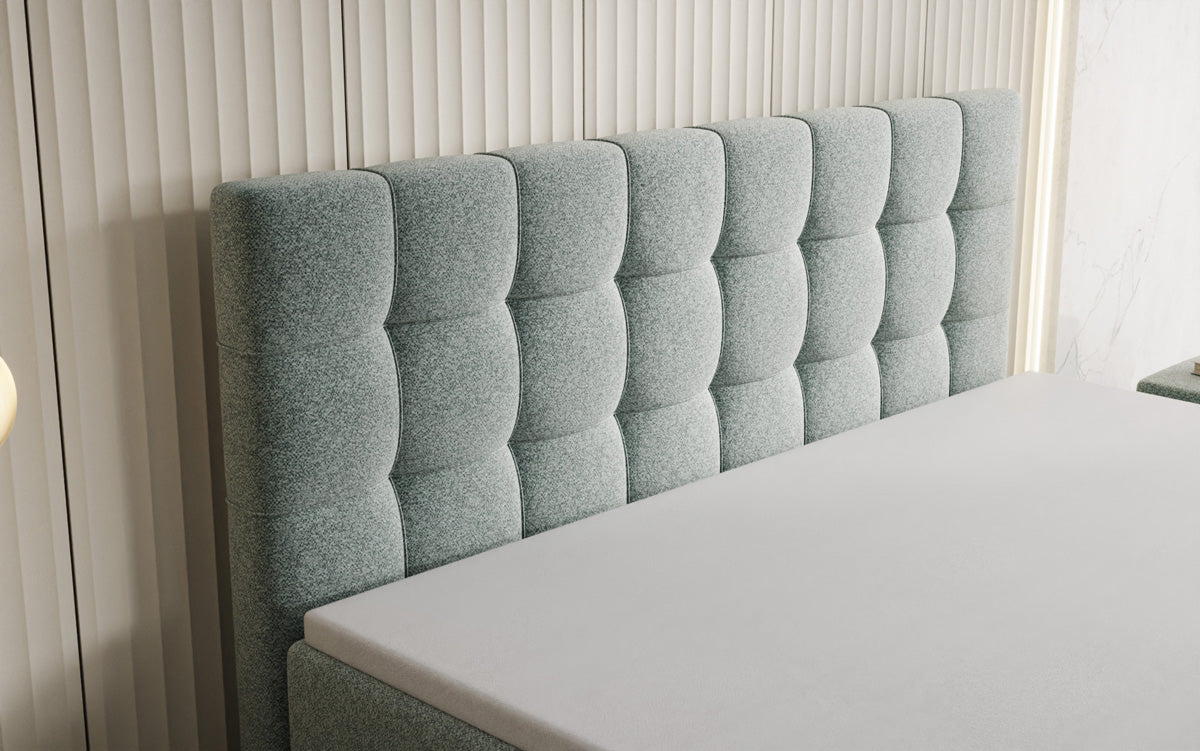 Boxspringbed Ascot in structuurstof met opbergruimte