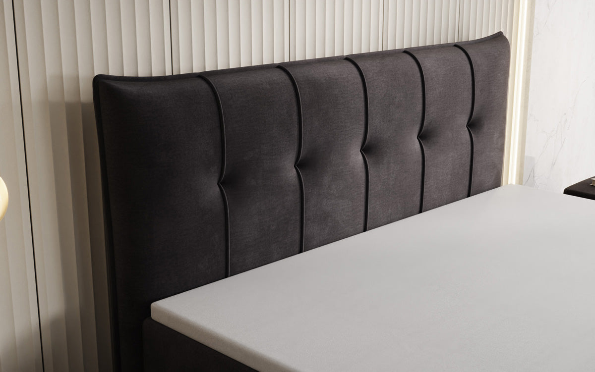 Boxspringbed Treviso met opbergruimte in Fluweel