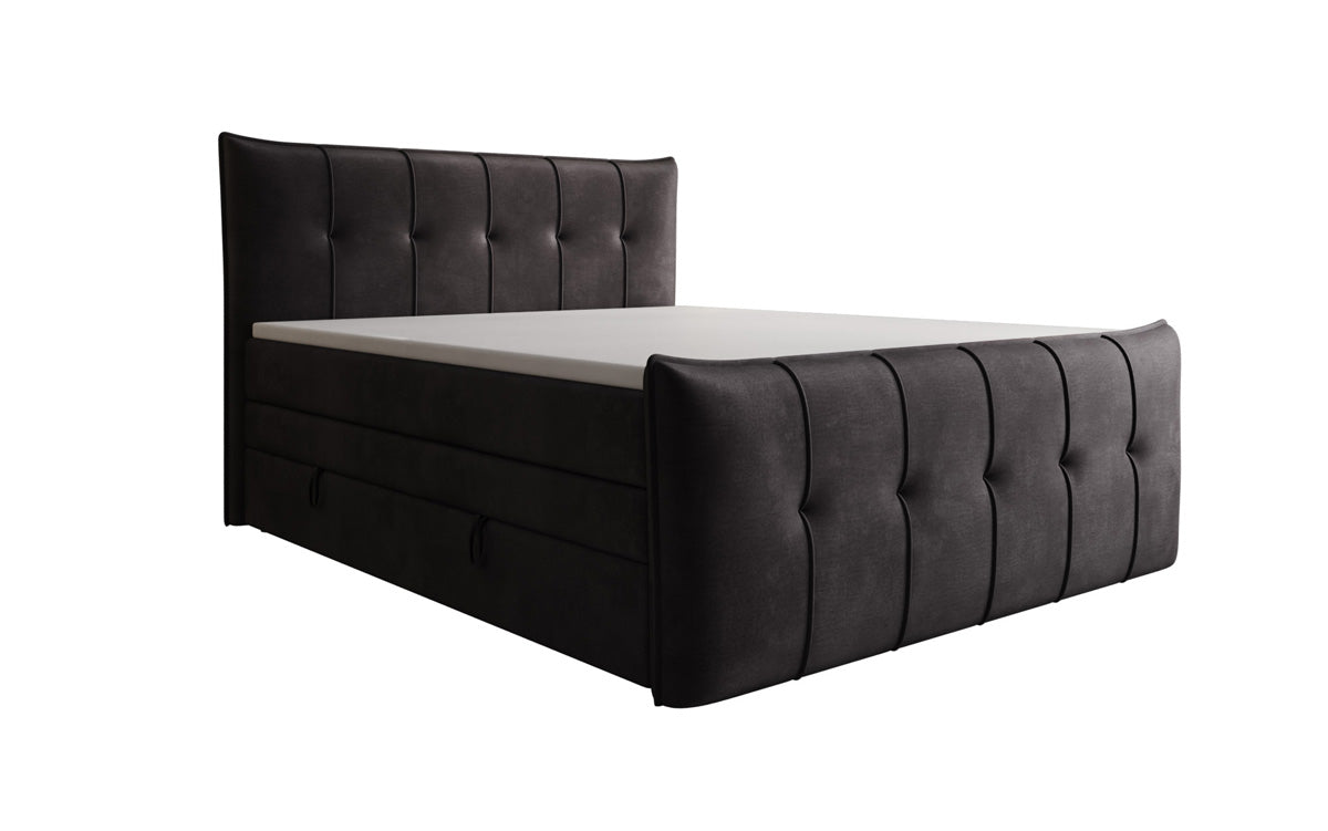 Boxspringbed Treviso met opbergruimte in Fluweel