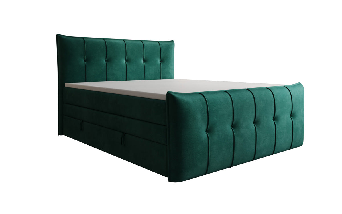 Boxspringbed Treviso met opbergruimte in Fluweel