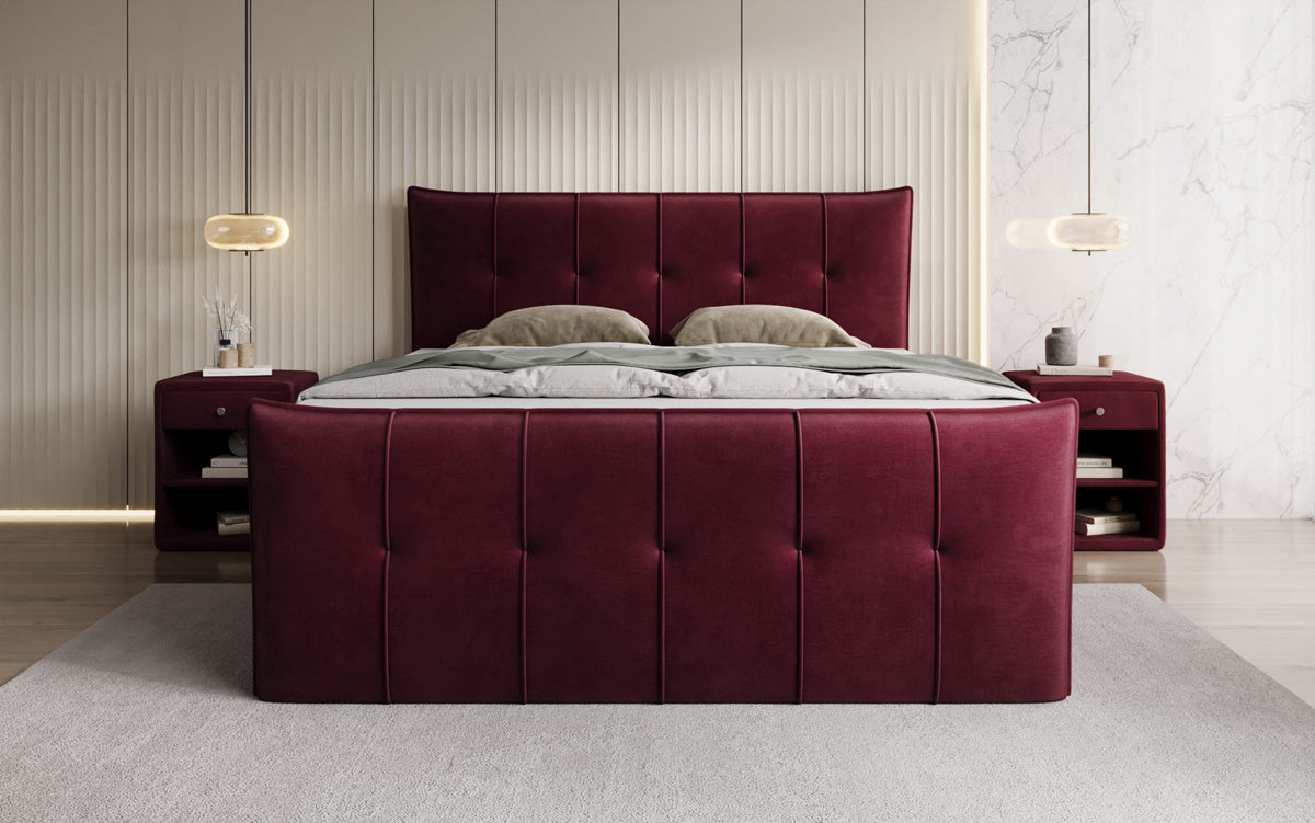 Boxspringbed Treviso met opbergruimte in Fluweel