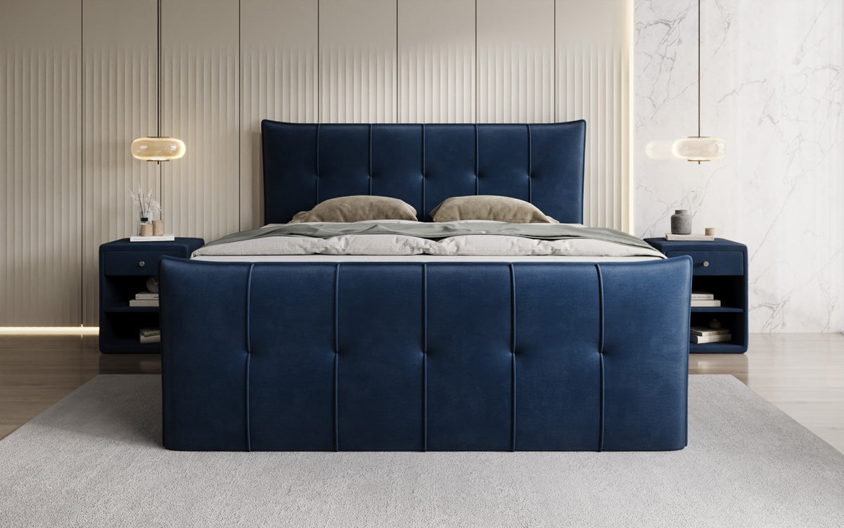 Boxspringbed Treviso met opbergruimte in Fluweel
