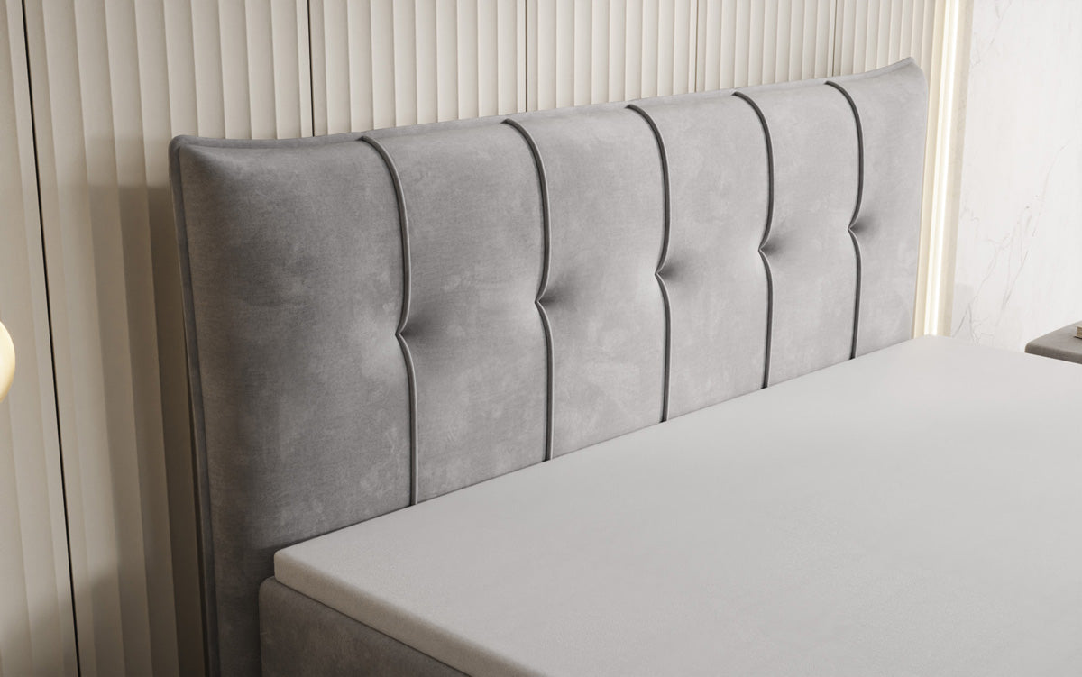 Boxspringbed Treviso met opbergruimte in Fluweel