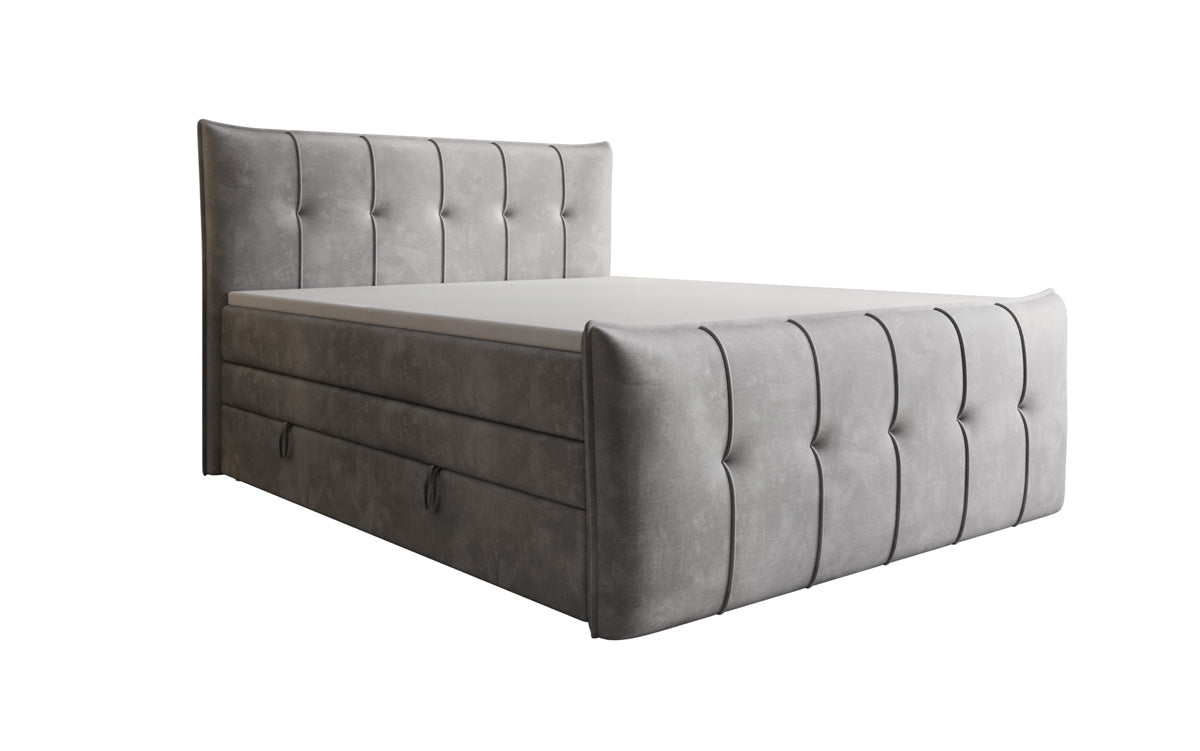 Boxspringbed Treviso met opbergruimte in Fluweel