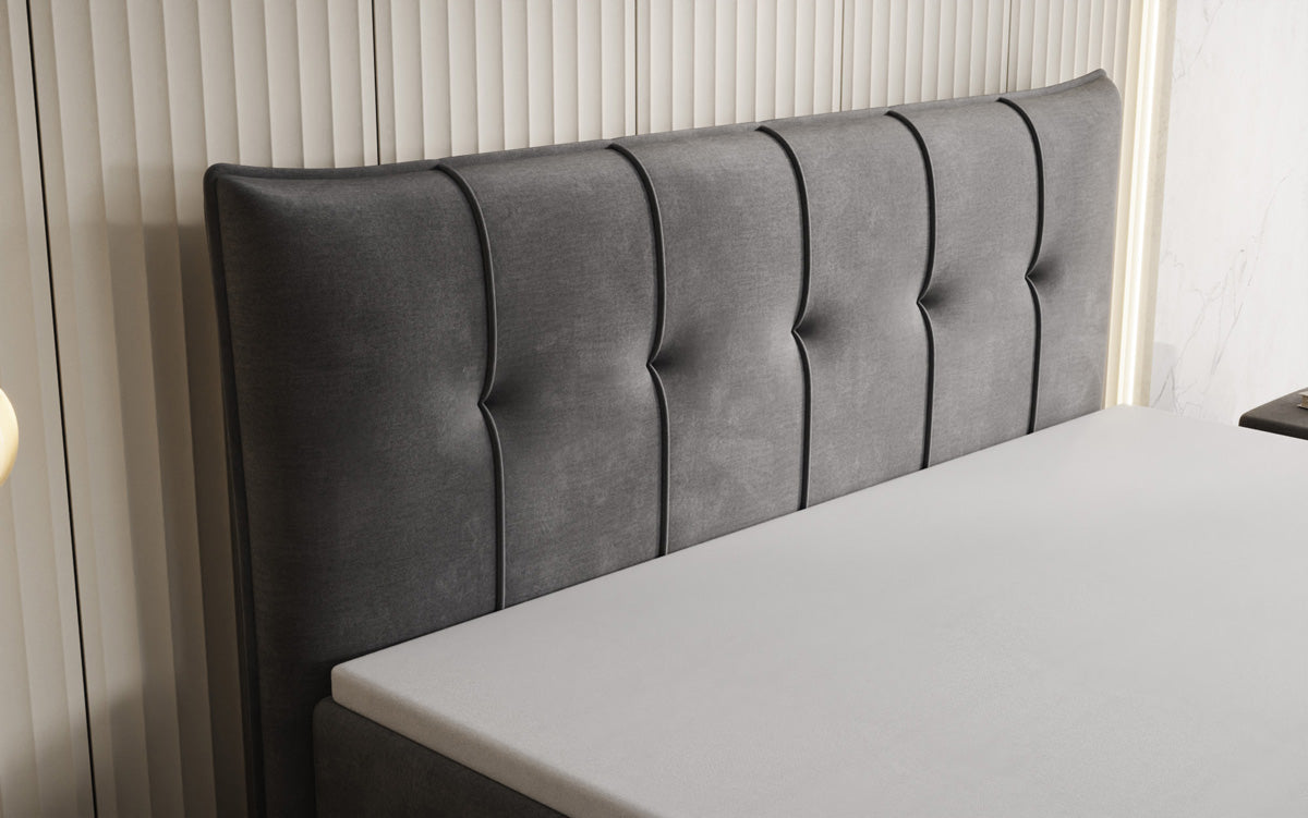 Boxspringbed Treviso met opbergruimte in Fluweel