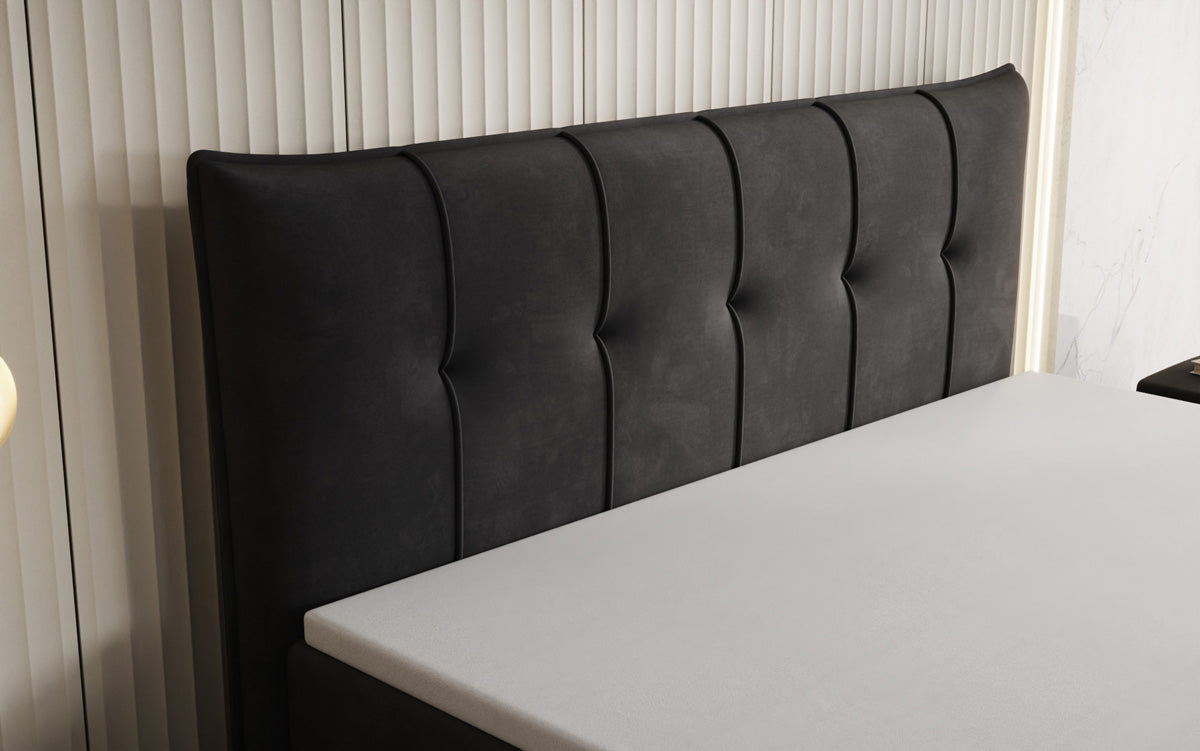 Boxspringbed Treviso met opbergruimte in Fluweel
