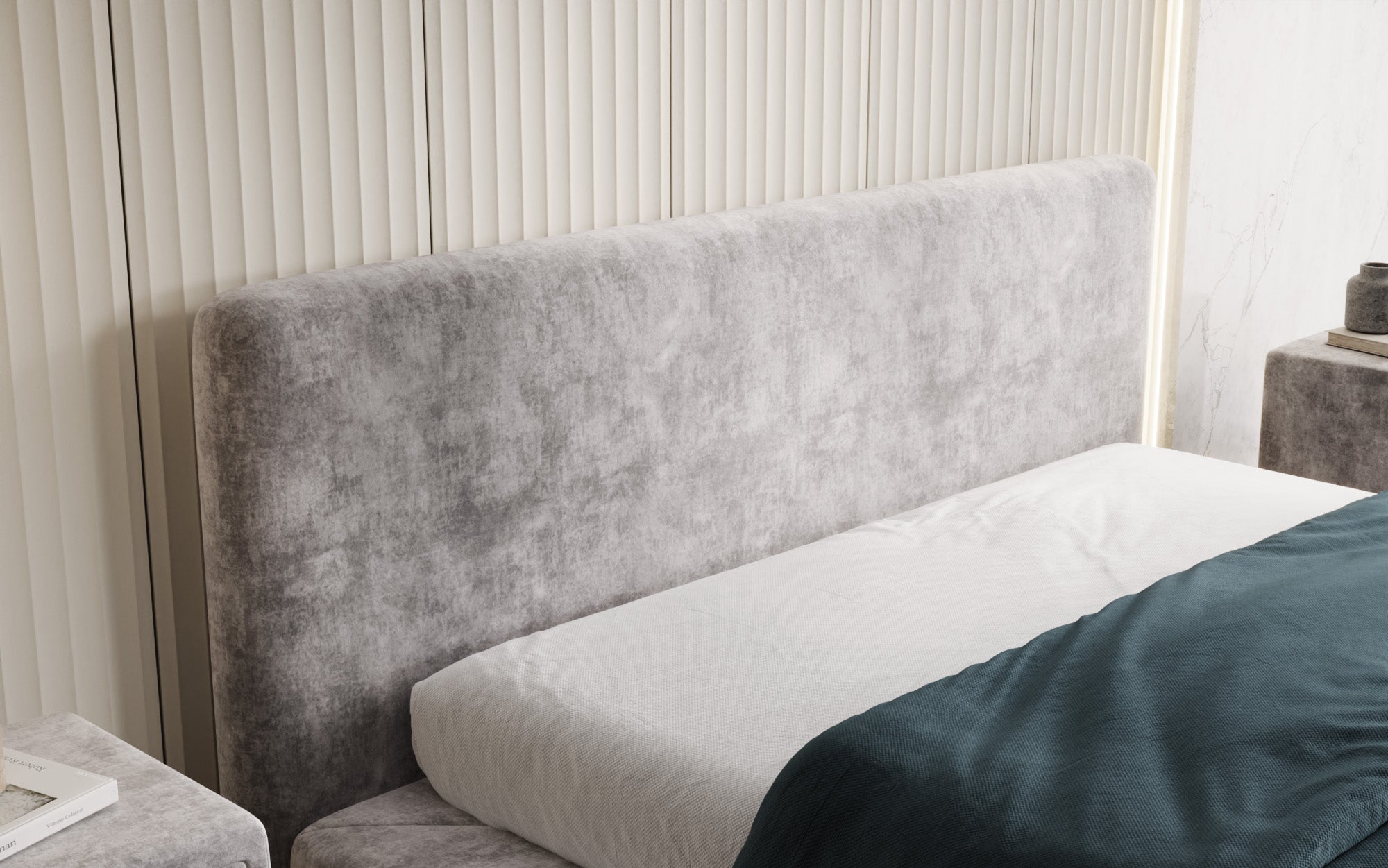 Designer gestoffeerd bed Yumi in Fluweel