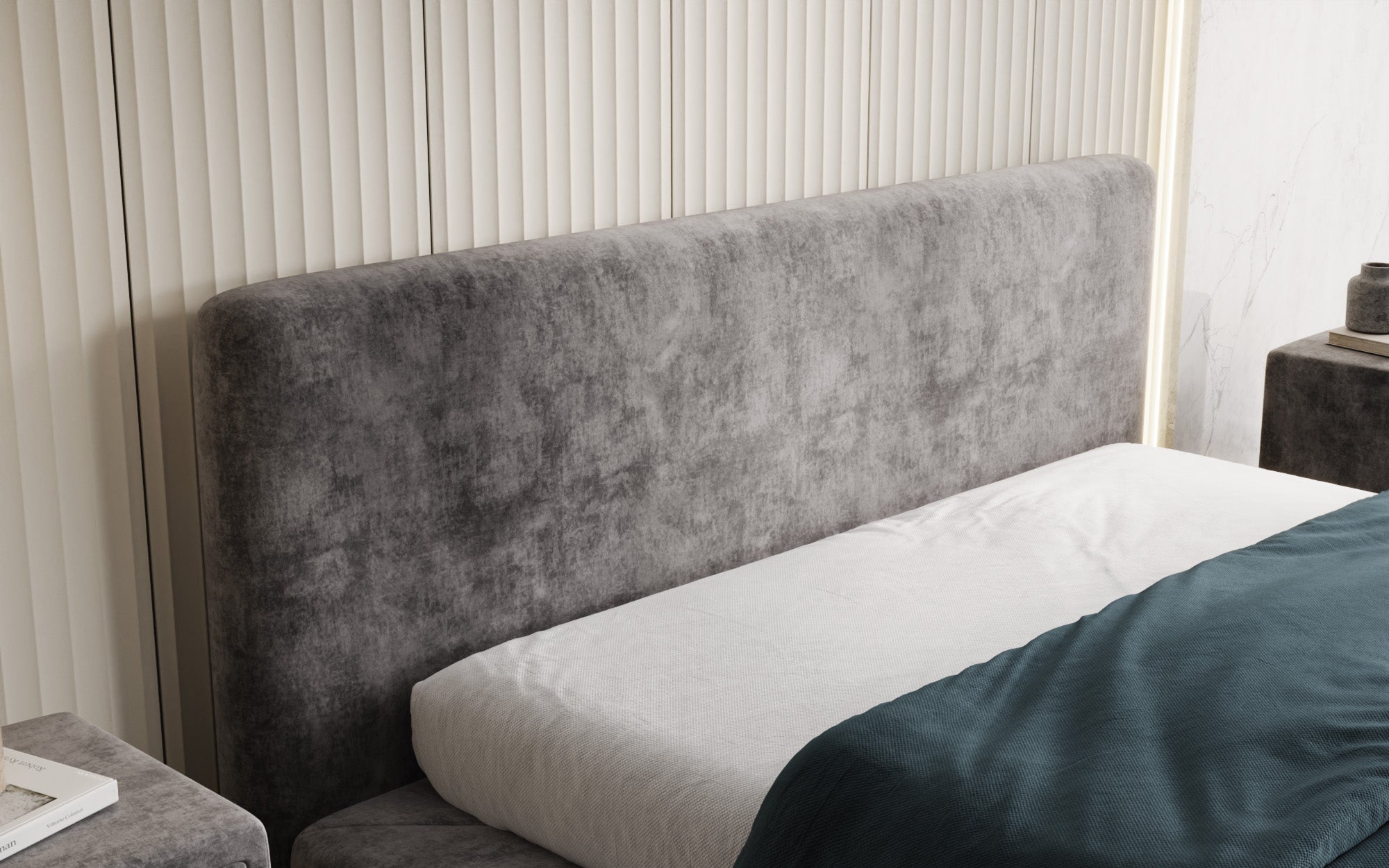 Designer gestoffeerd bed Yumi in Fluweel