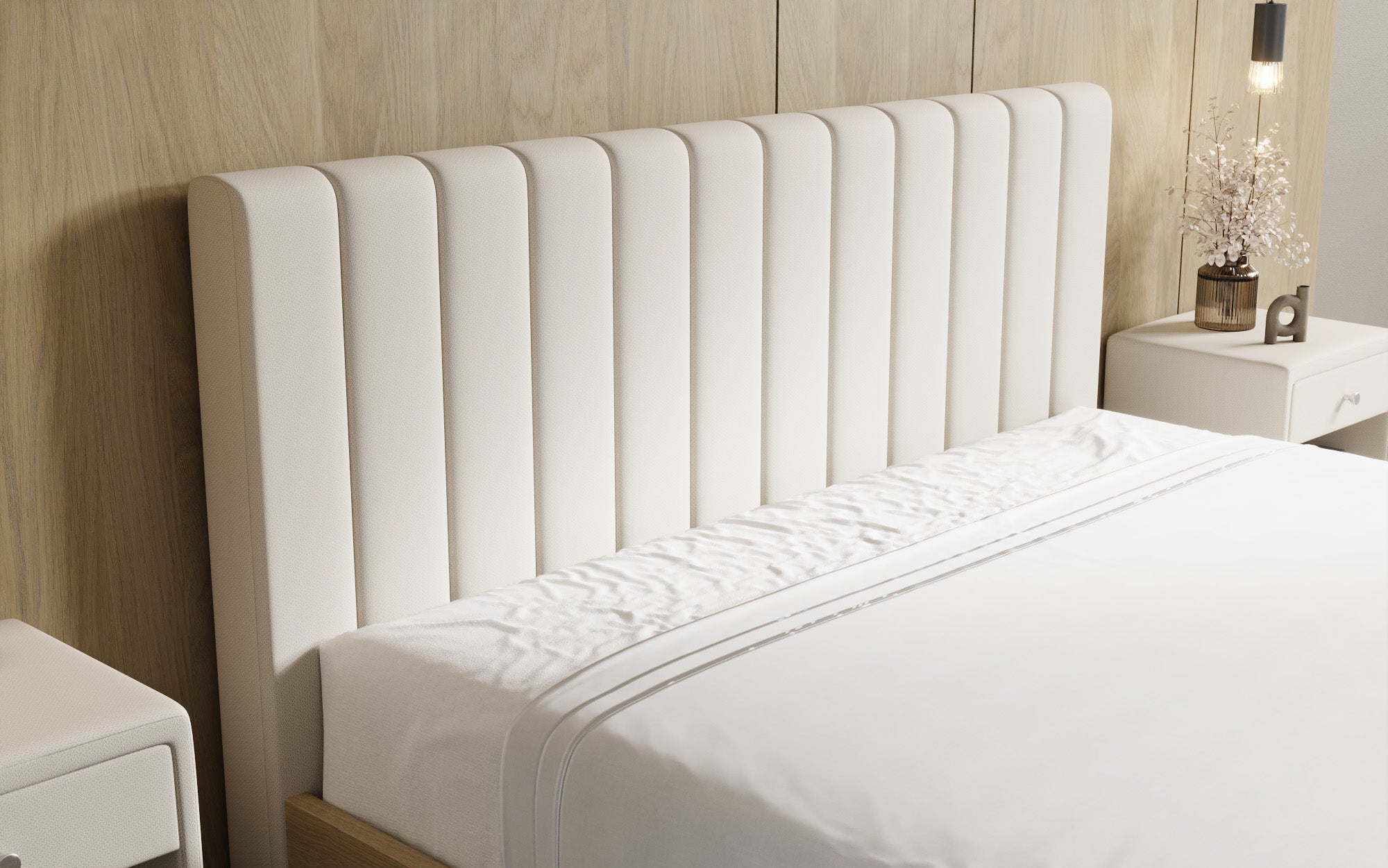 Designer Polsterbett Fiore Linea in Stoff mit Stauraum