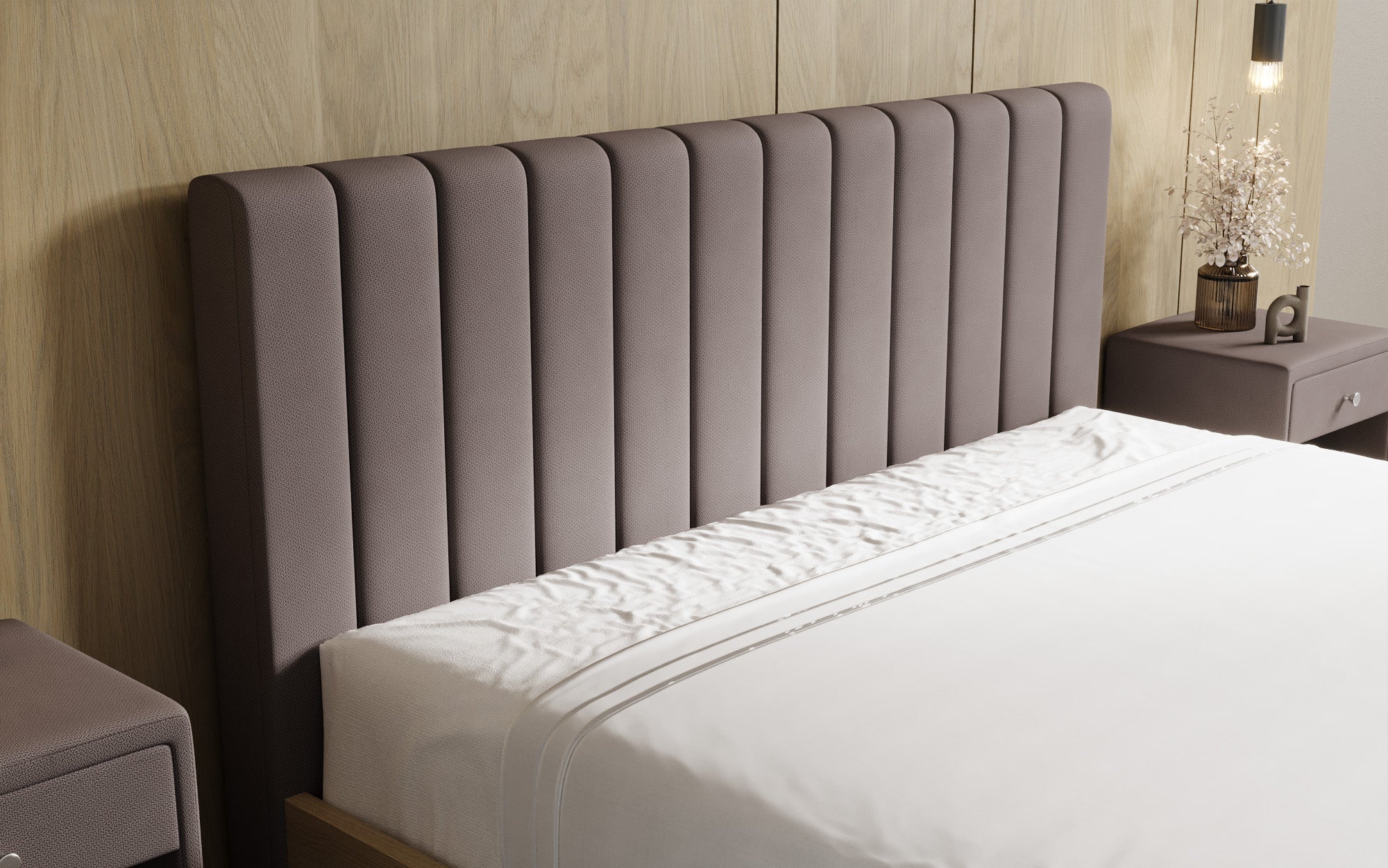 Designer Polsterbett Fiore Linea in Stoff mit Stauraum