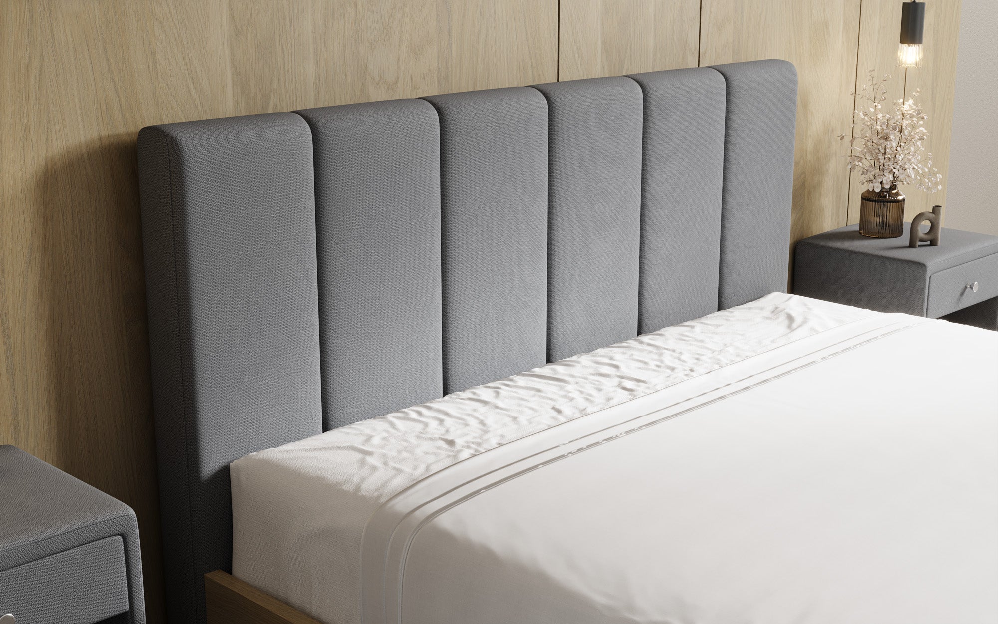 Designer gestoffeerd bed Fiore Piano in Stof met opbergruimte
