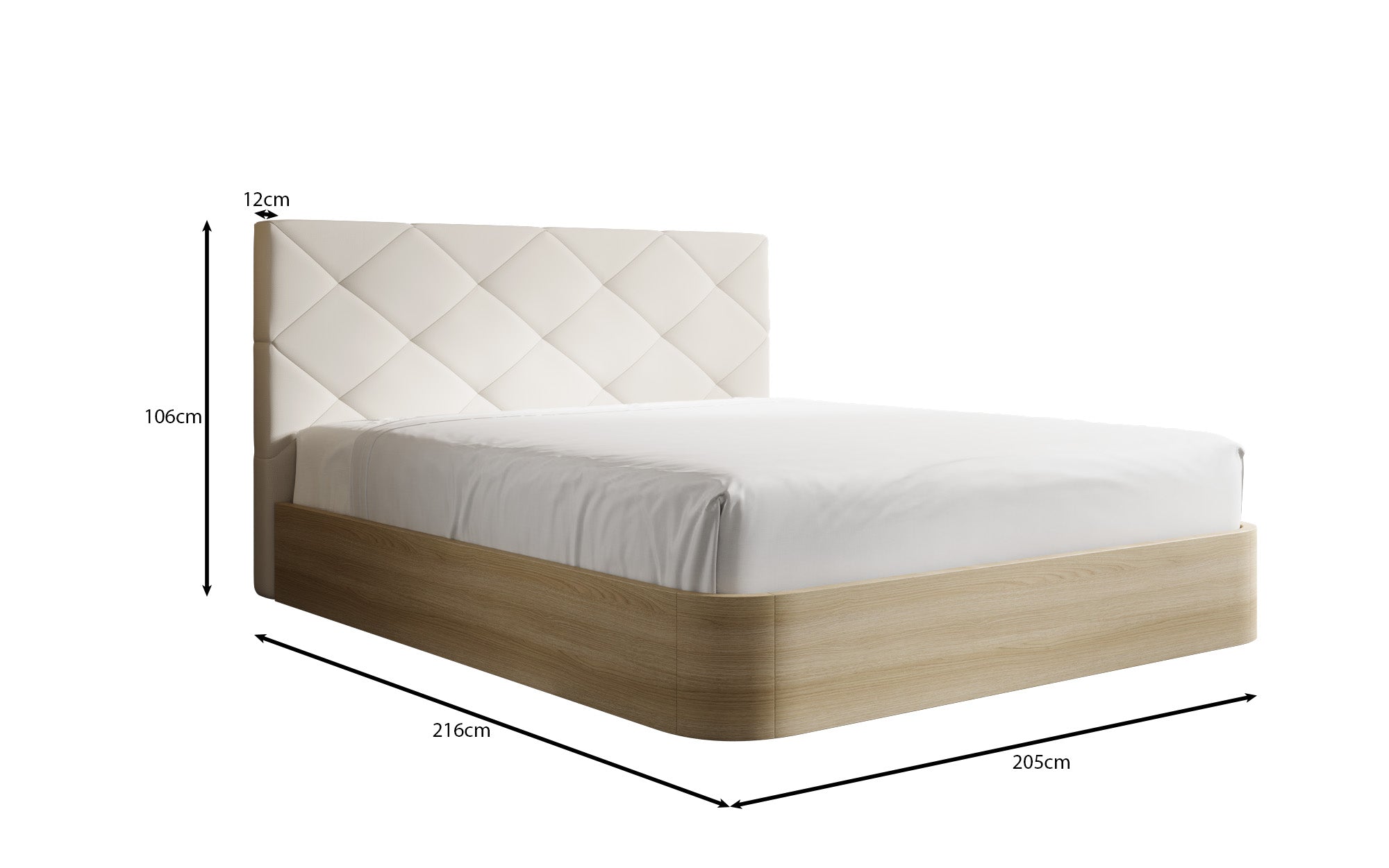 Designer gestoffeerd bed Fiore Caro in Stof met opbergruimte