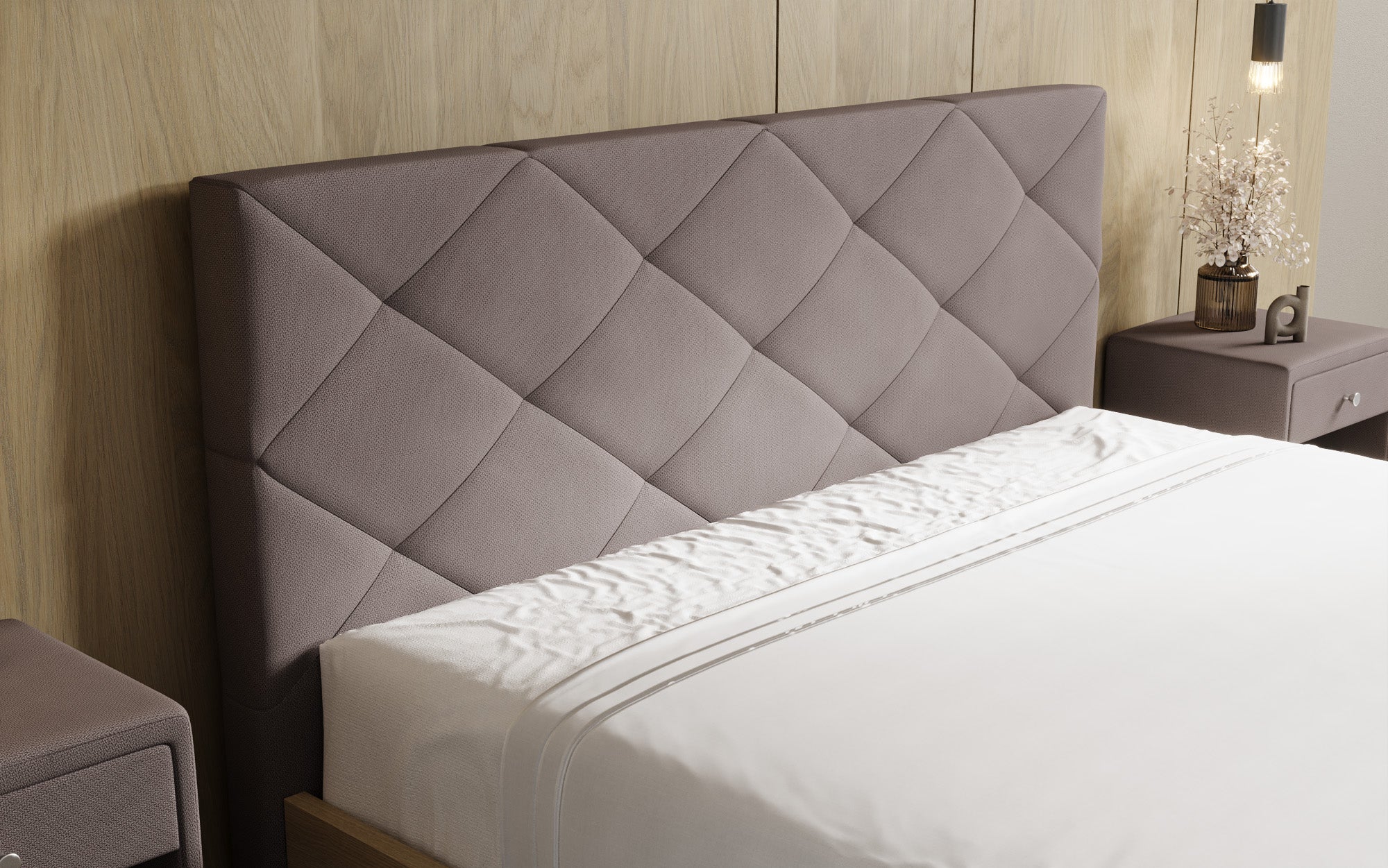 Designer gestoffeerd bed Fiore Caro in Stof met opbergruimte