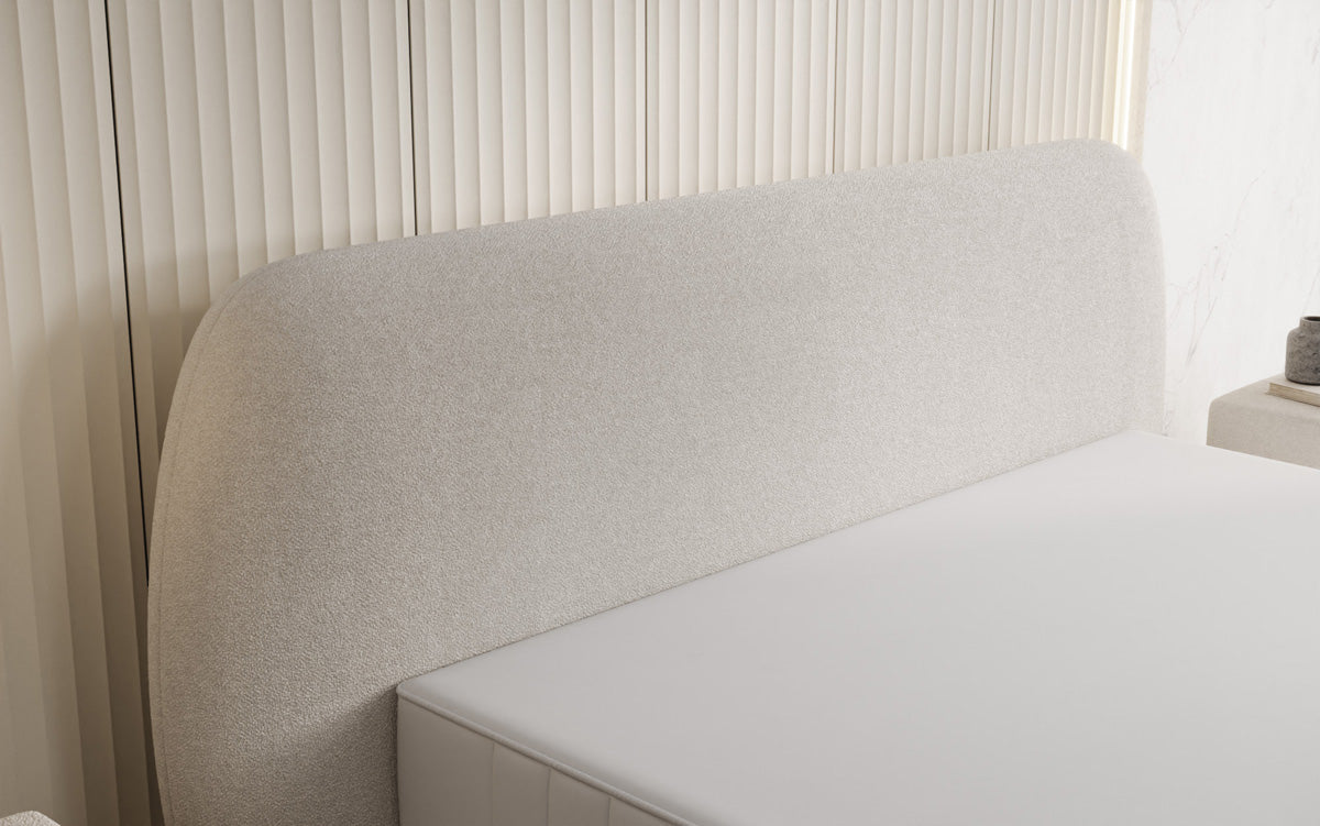 Lit rembourré design Nella en Peluche Bouclé avec espace de rangement