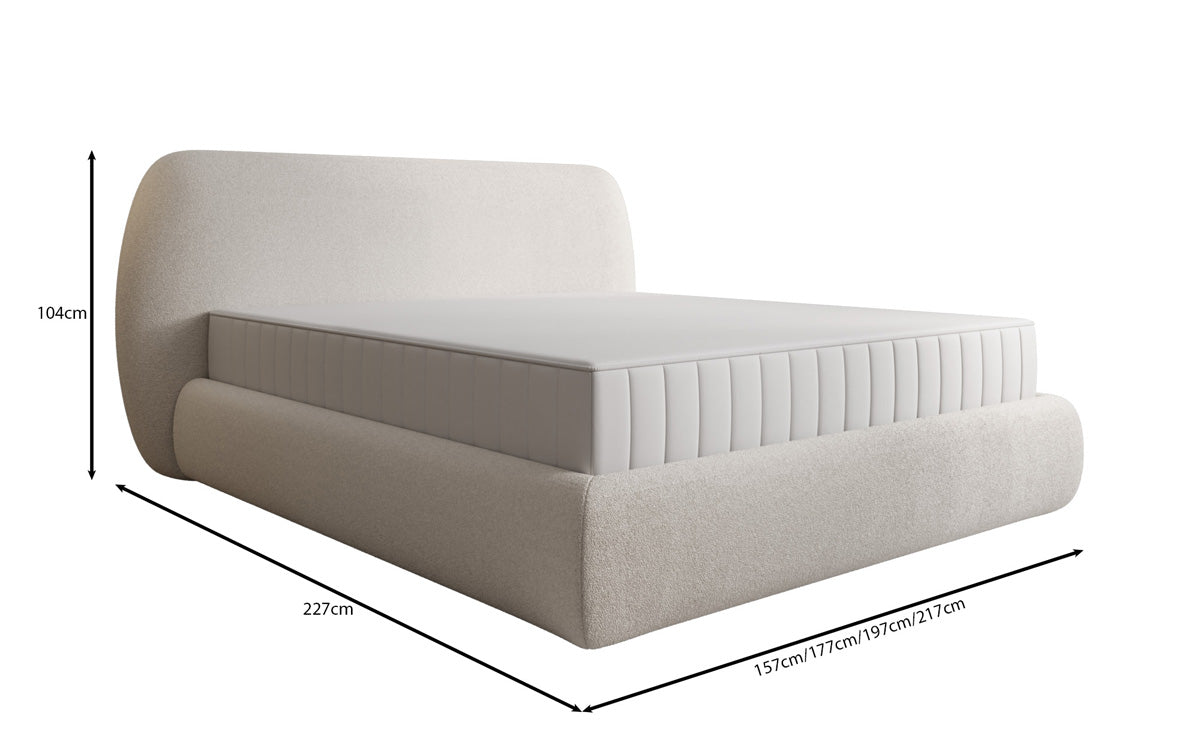 Lit rembourré design Nella en Peluche Bouclé avec espace de rangement