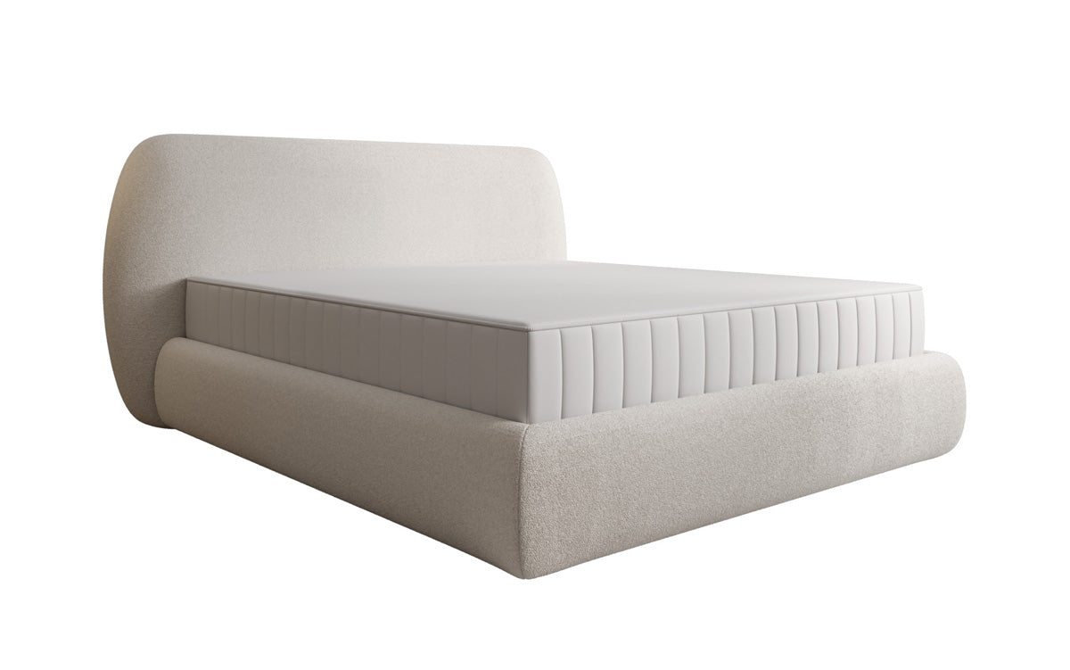 Lit rembourré design Nella en Peluche Bouclé avec espace de rangement