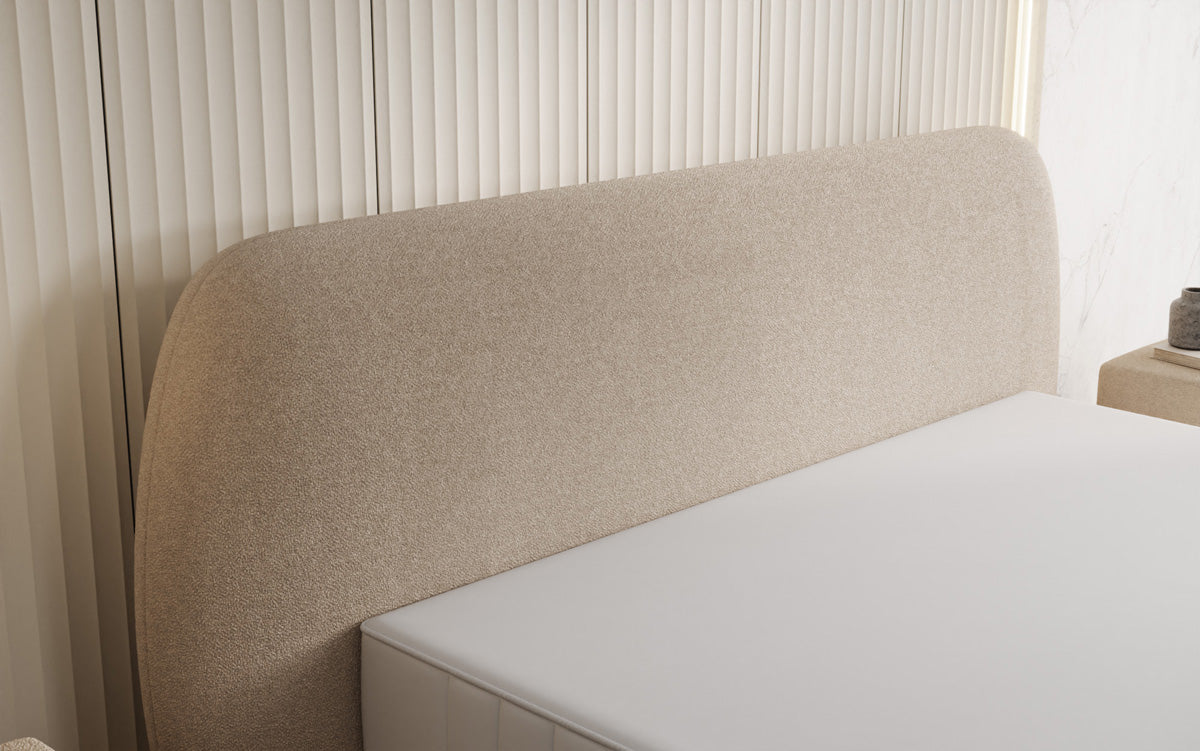 Lit rembourré design Nella en Peluche Bouclé avec espace de rangement