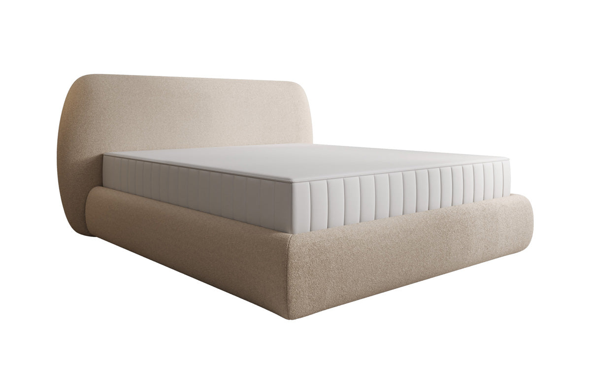 Lit rembourré design Nella en Peluche Bouclé avec espace de rangement