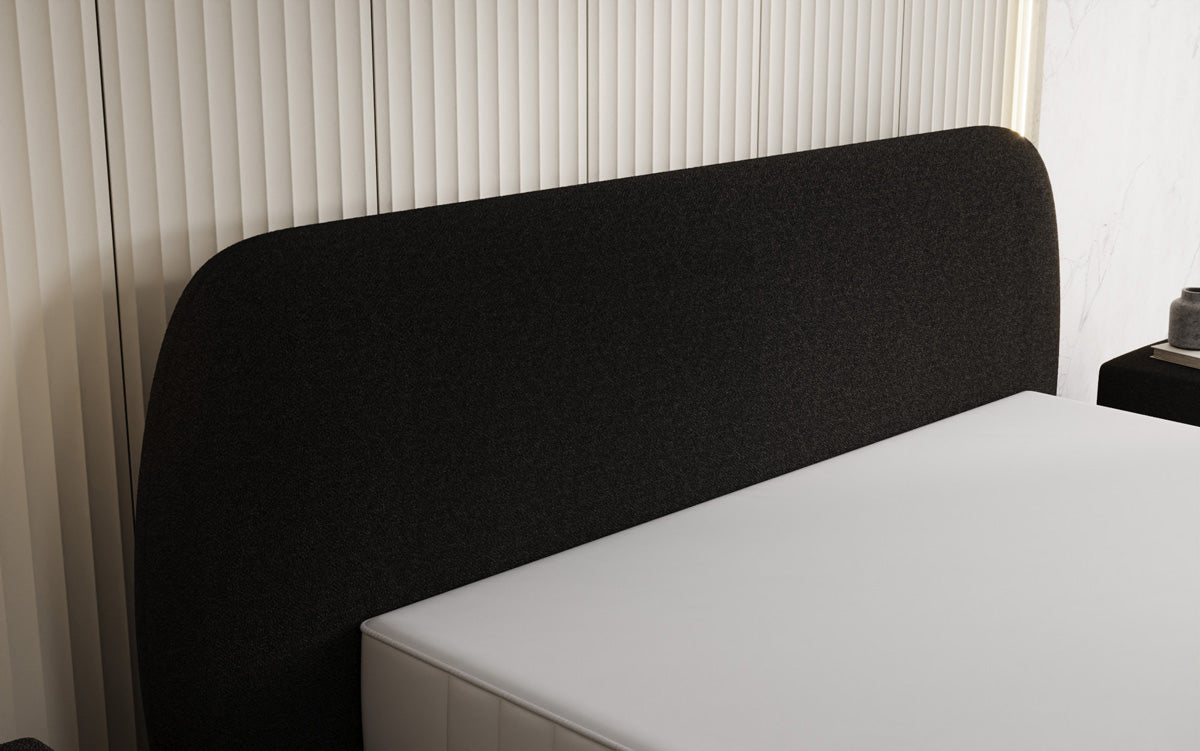 Lit rembourré design Nella en Peluche Bouclé avec espace de rangement