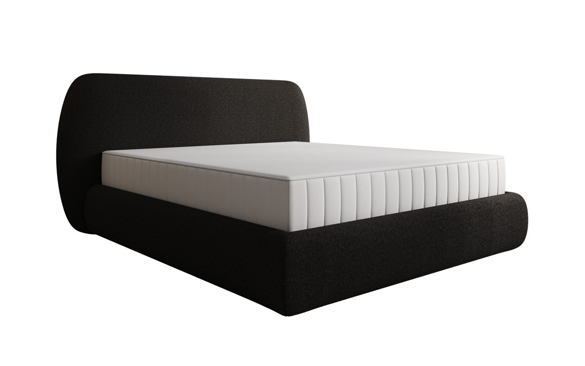 Lit rembourré design Nella en Peluche Bouclé avec espace de rangement