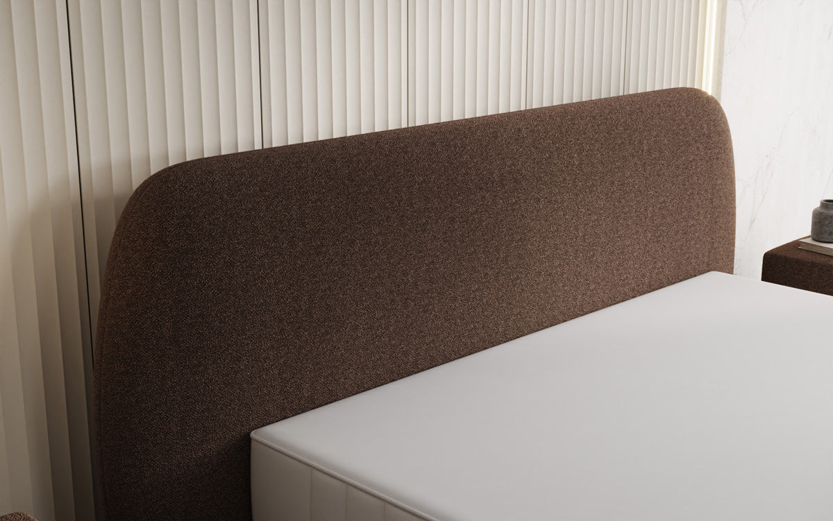 Lit rembourré design Nella en Peluche Bouclé avec espace de rangement