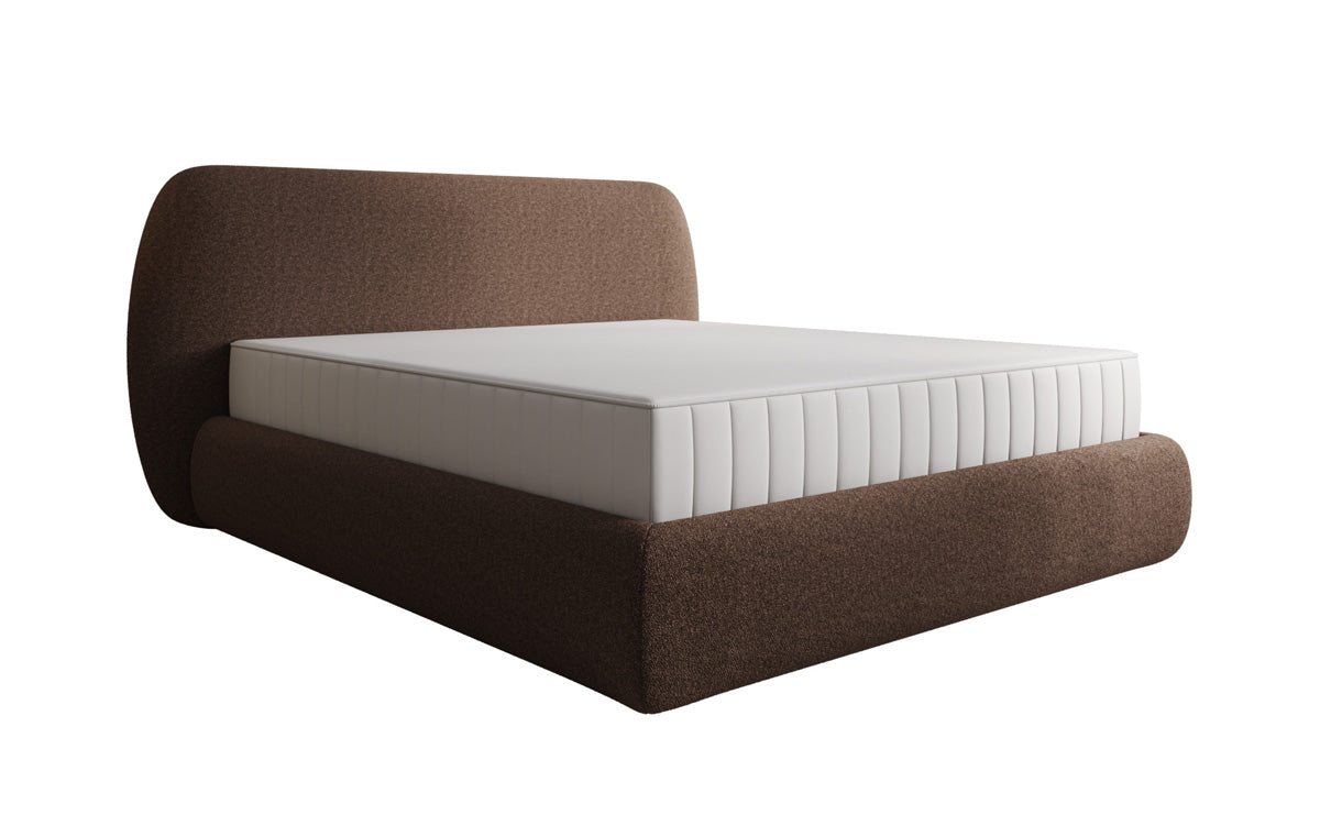 Lit rembourré design Nella en Peluche Bouclé avec espace de rangement