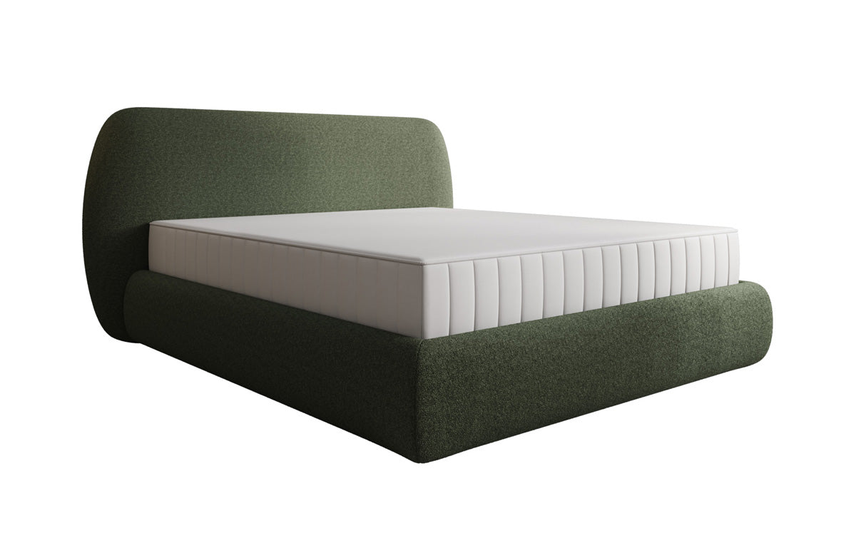 Lit rembourré design Nella en Peluche Bouclé avec espace de rangement