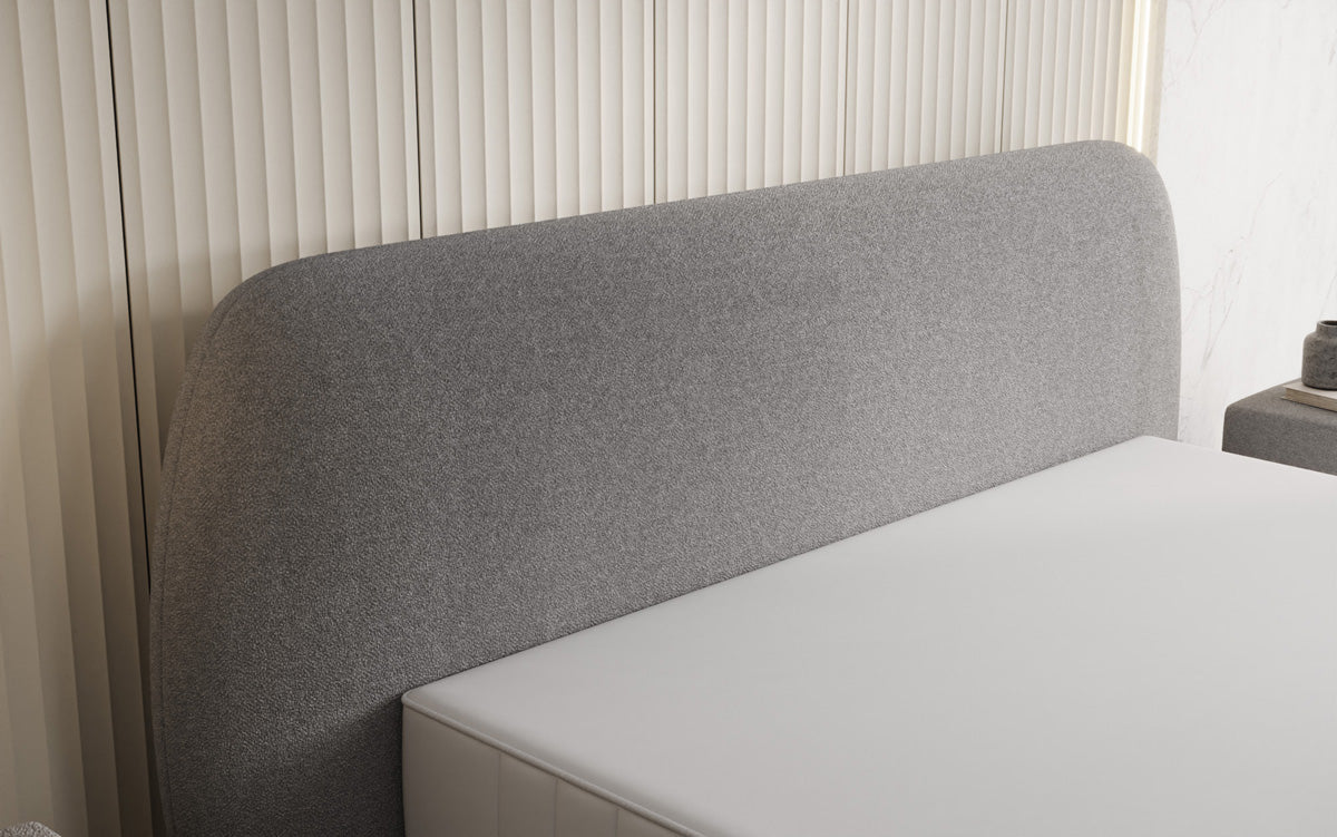 Lit rembourré design Nella en Peluche Bouclé avec espace de rangement