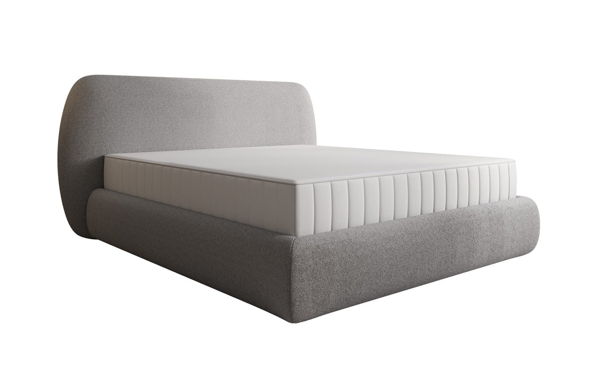 Lit rembourré design Nella en Peluche Bouclé avec espace de rangement