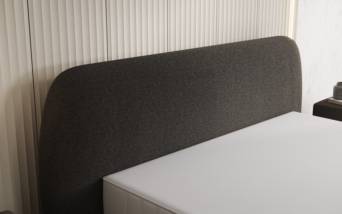 Lit rembourré design Nella en Peluche Bouclé avec espace de rangement