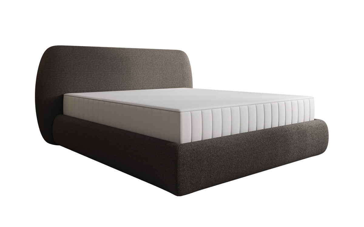 Lit rembourré design Nella en Peluche Bouclé avec espace de rangement
