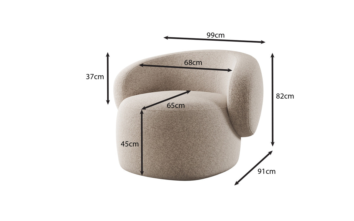 Fauteuil canapé design Kai en tissu texturé - fonction pivotante à 360°